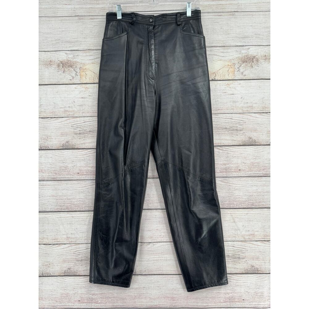 Vakko Y2K Leather Pants Womens 12 Black Made in USA 2‎ Pocket